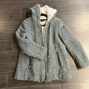 Zara grey teddy coat with hood